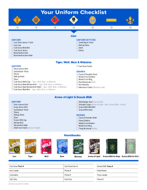Cub Scout Uniform Checklist