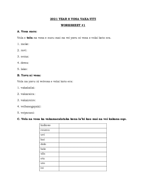 Fijian Language Worksheet