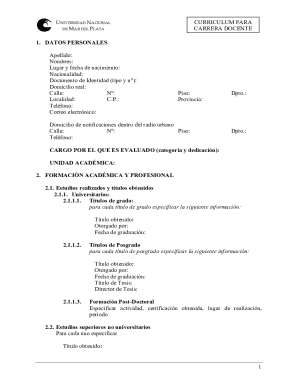 Universidad nacional de mar del plata curriculum form