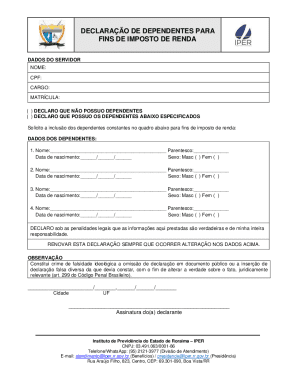 Brazil Tax Dependent Declaration Form