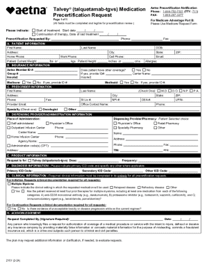 Aetna Precertification Notification for Talvey