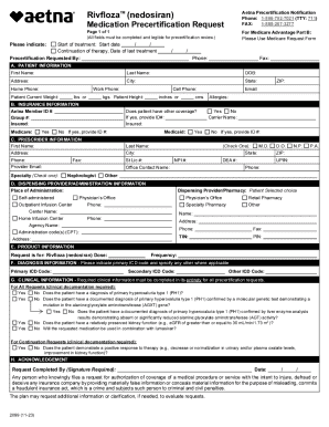 Aetna Rivfloza Precertification Notification Form