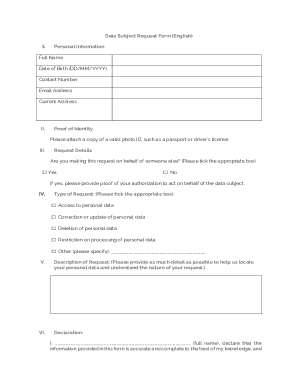 Data Subject Request Form