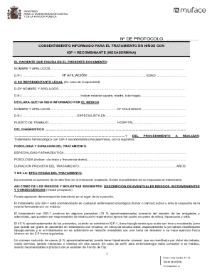 Consentimiento informado para tratamiento con igf-1 recombinante