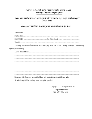 Vietnamese University Admission Appeal Form