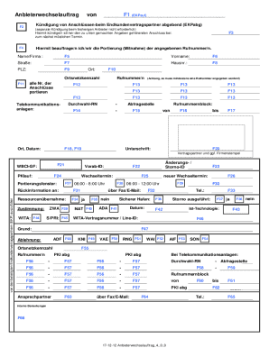 Anbieterwechselauftrag Form