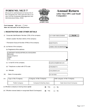 MGT-7 Annual Return Form