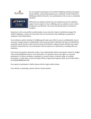 Student Wellbeing Institutional Support Survey