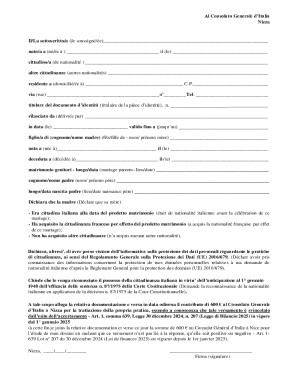 Italian Citizenship Application Form