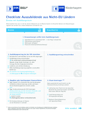 Checklist for Apprentices from Non-EU Countries