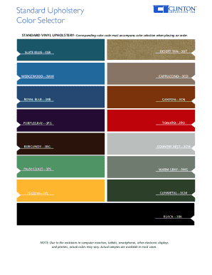 Standard Upholstery Color Selector