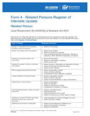 Form 4 - Related Persons Register of Interests Update
