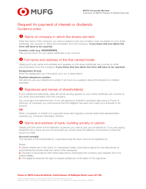 Request for Payment of Interest or Dividends