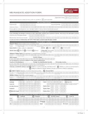 NRI Mandate Addition Form