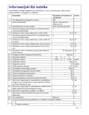EU Energy Label for MSI Monitor