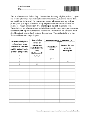Consecutive Patient Log