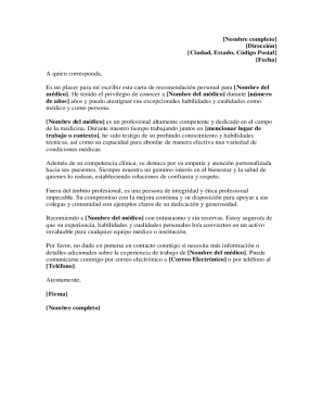 Medical recommendation letter