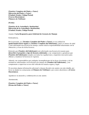 Carta responsiva para licencia de manejo