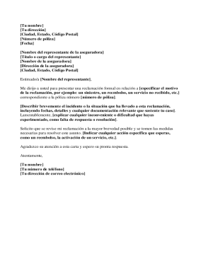 Insurance claim letter