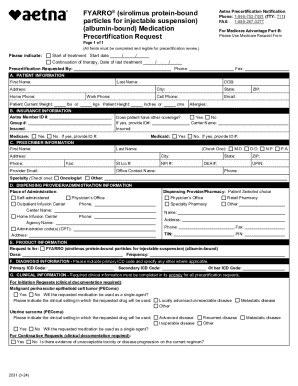 Aetna Precertification Notification for FYARRO