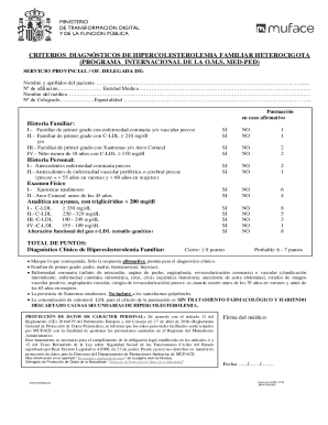 Hipercolesterolemia familiar diagnostic form