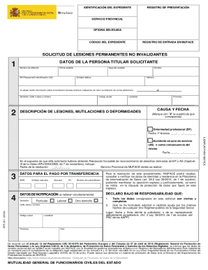 Muface non-invalidating permanent injuries claim form