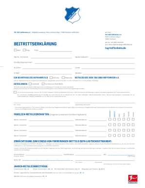 TSG 1899 Hoffenheim Membership Application