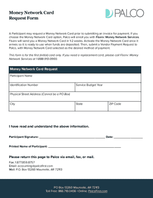 Money Network Card Request Form