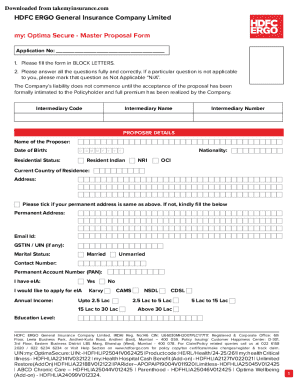 HDFC ERGO Optima Secure Master Proposal Form
