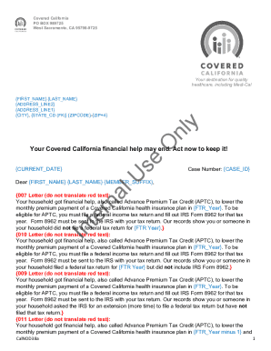 Covered California Tax Form 8962 Notice