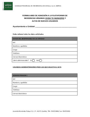 Sevilla municipality incident platform adhesion form