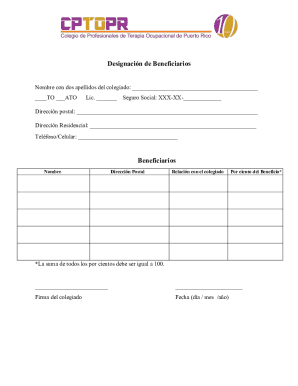 Beneficiary designation form