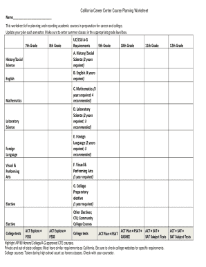California Career Center Course Planning Worksheet