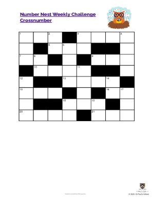 Number Nest Weekly Challenge Crossnumber