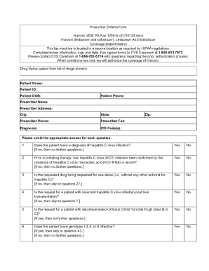 Harvoni Prescriber Criteria Form
