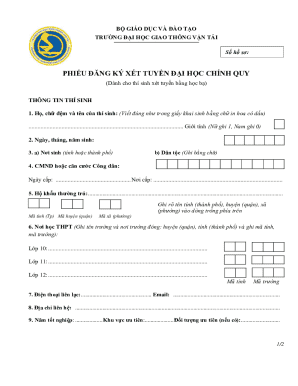Vietnamese University Admission Registration Form