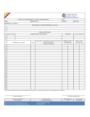 Planilla de Evaluación del Plan de Mejoramiento
