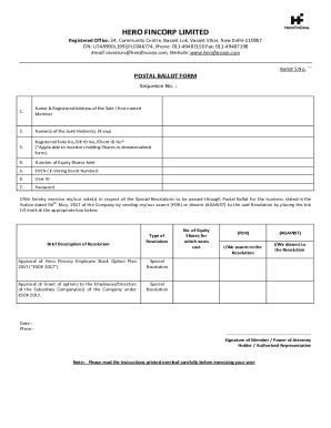 Hero Fincorp Postal Ballot Form