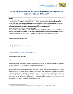 Bavarian Data Protection Authority Processing Agreement Template