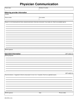 Physician Communication Form