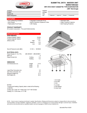 VRF Indoor Unit Submittal Form