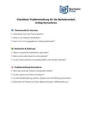 Bachelor Thesis Problem Statement Checklist