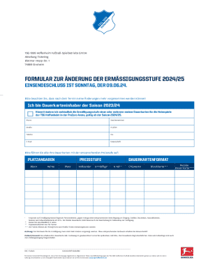 TSG Hoffenheim Season Ticket Discount Change Form