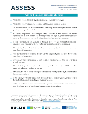 Gender Balance in Education Checklist