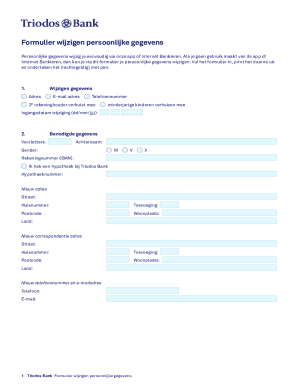 Triodos Bank Personal Data Change Form