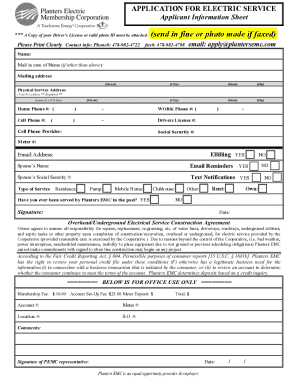 Planters EMC Electric Service Application