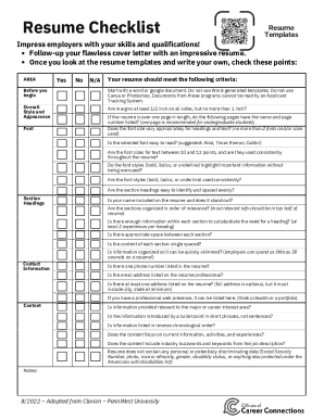 Resume Checklist Template