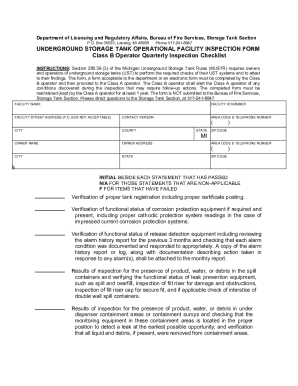 Michigan Underground Storage Tank Inspection Form