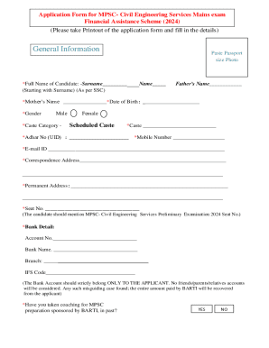 MPSC Civil Engineering Services Mains Exam Application Form
