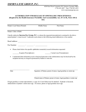 Request for Glasses and/or Contact Lens Prescription